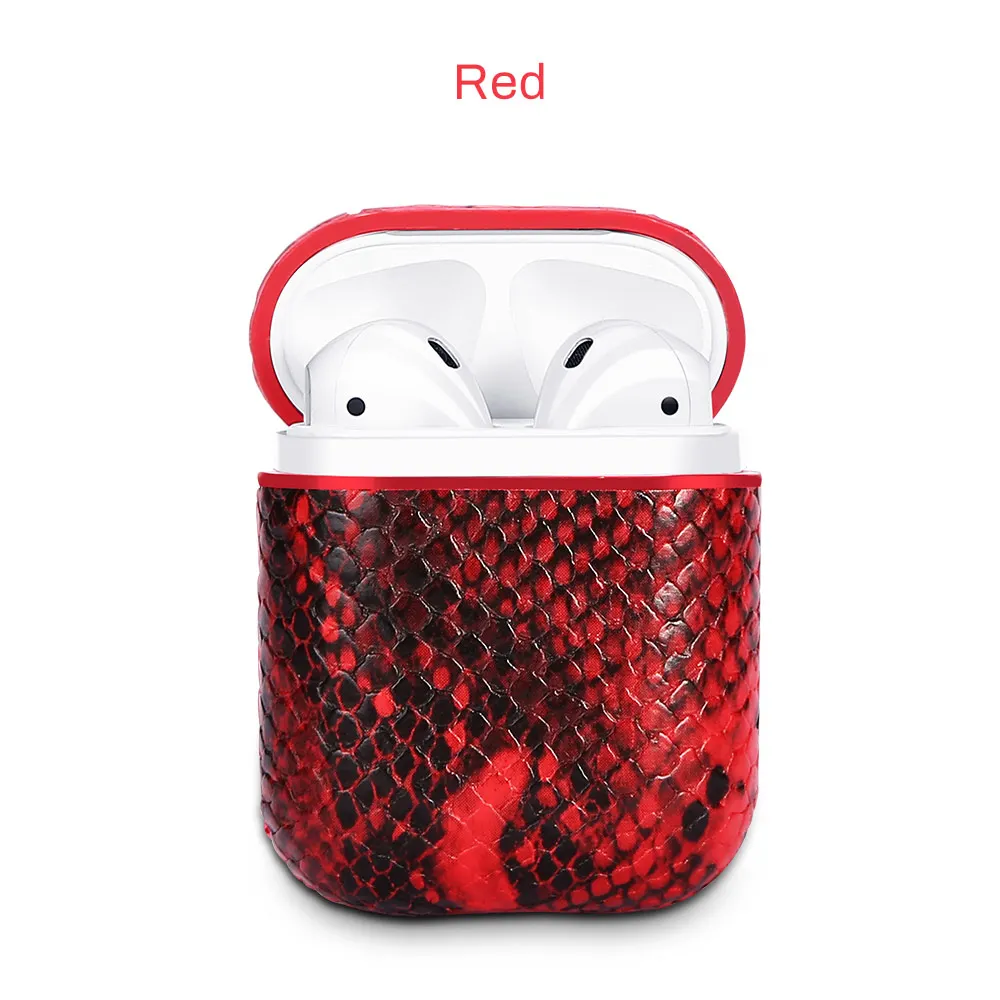 Чехол Kiss для наушников из змеиной кожи, чехол для AirPods, беспроводной Bluetooth, чехол для зарядки наушников Air Pods, защитная коробка, чехол - Цвет: Red