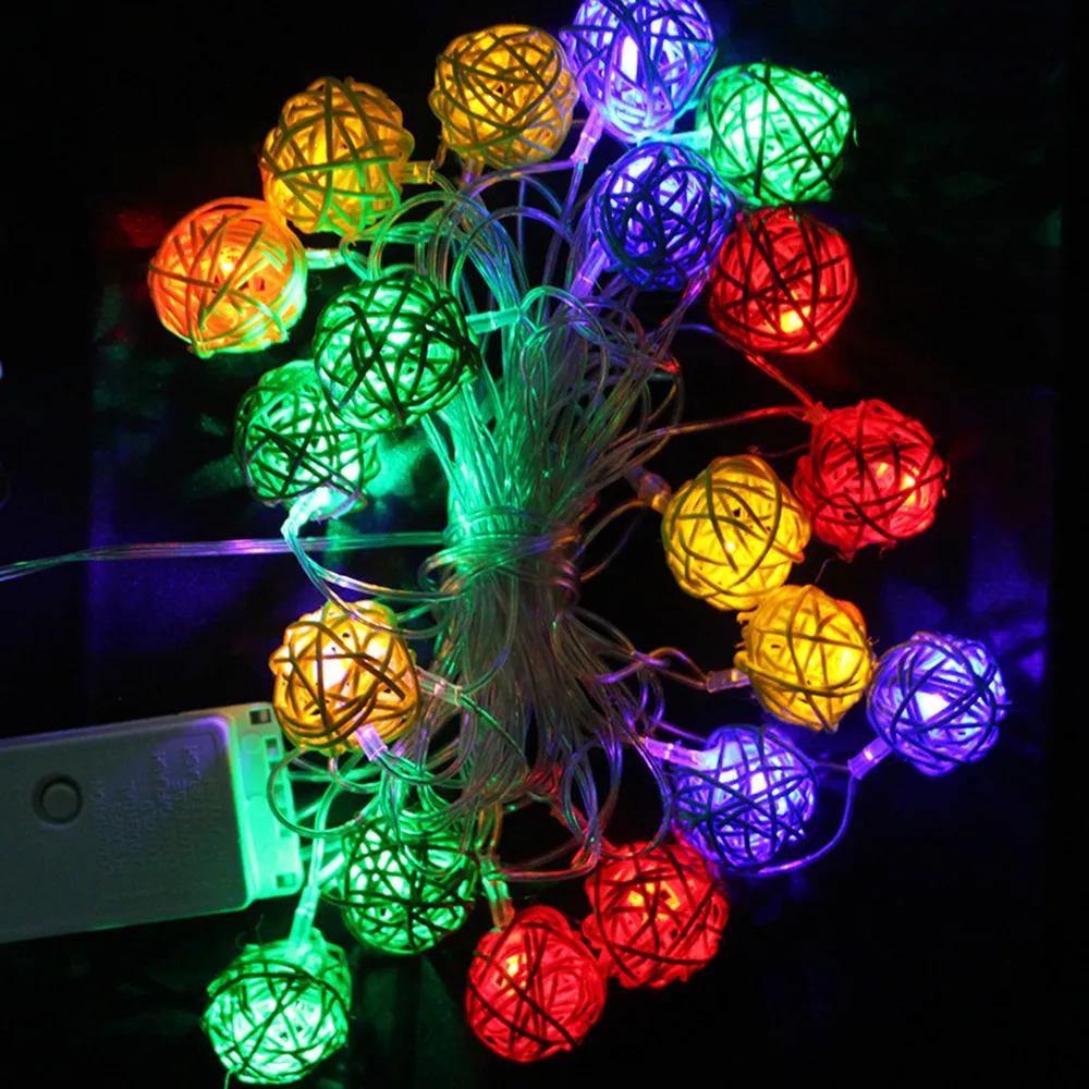Ротанговые шары лампа теплый белый 6 м 40LED хлопок свет гирлянда 220В Рождественская