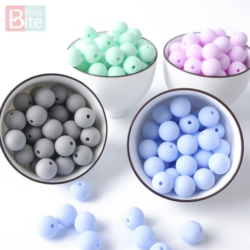 Mordedura de silicona para morder, cuentas redondas de 12mm para dentici&oacute;n, DIY para cadena de chupete, art&iacute;culos para beb&eacute;, mordedor de silicona de grado alimenticio para beb&eacute;, 30 Uds.-1
