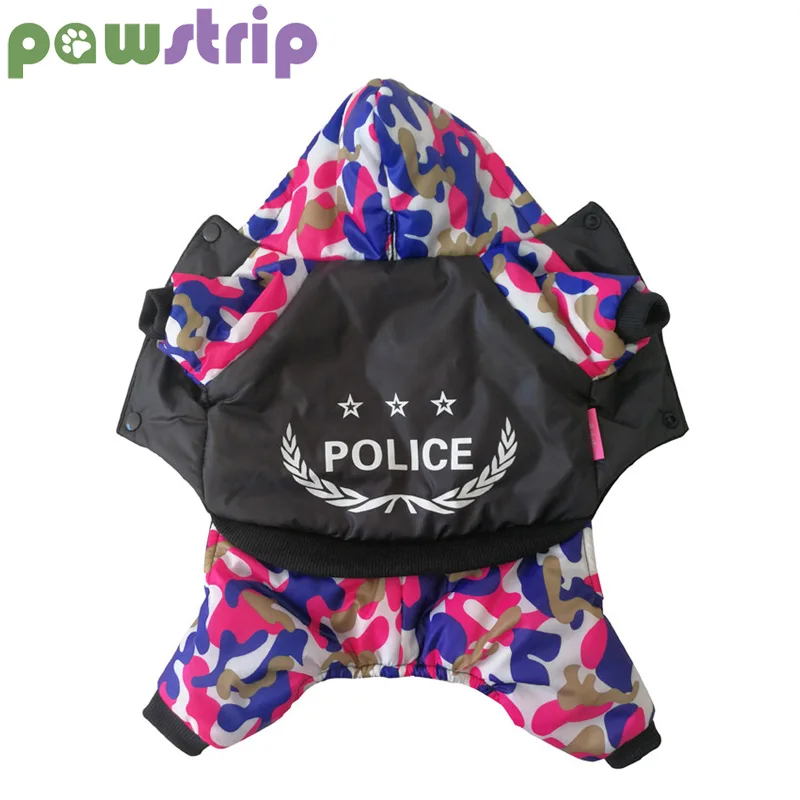 Pawstrip теплая зимняя куртка для собак камуфляжная полицейская Одежда с четырьмя