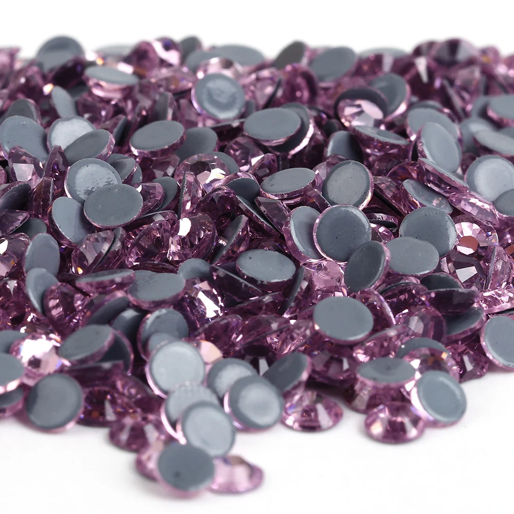 

AAAA+ Quality Light Pink HotFix Rhinestones ss6 ss10 ss16 ss20 ss30 Iron On Flatback Hot Fix Rhinestones For Luxury Dress