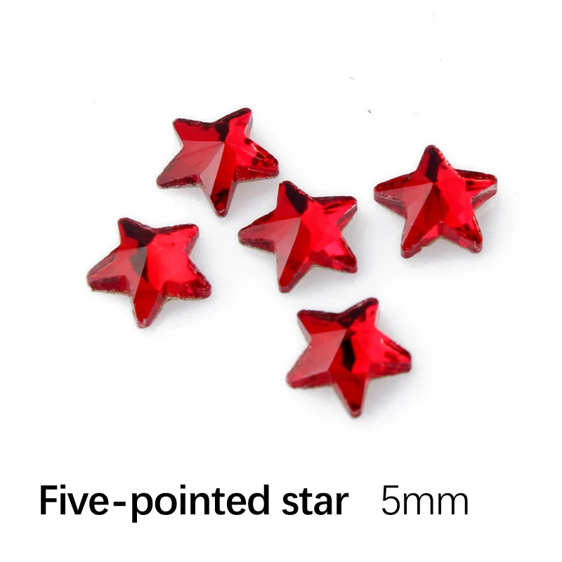 Star 5mm Новинка! Стразы с плоской задней частью, красные кристаллы, 16 видов стилей камешки для дизайна ногтей для 3D ногтей, художественное индивидуальное украшение - Цвет: Star 5mm