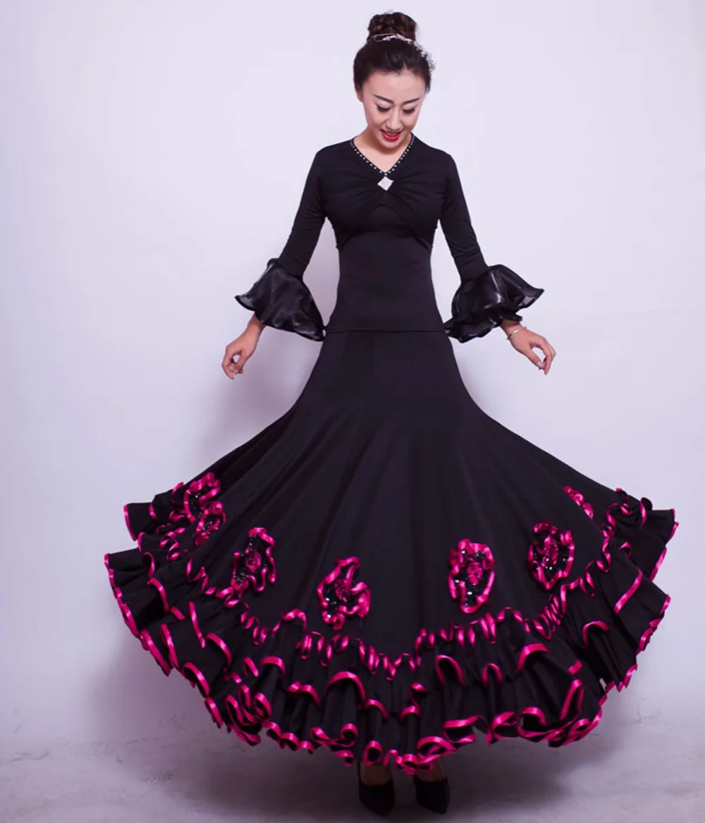 2018 Красивая Женская юбка для бальных танцев 6 видов цветов розовый/синий/красный