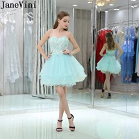 janevini 2019 candy color junior homecoming dresses short mini beaded party gown lace appliqued tulle a line graduation dress