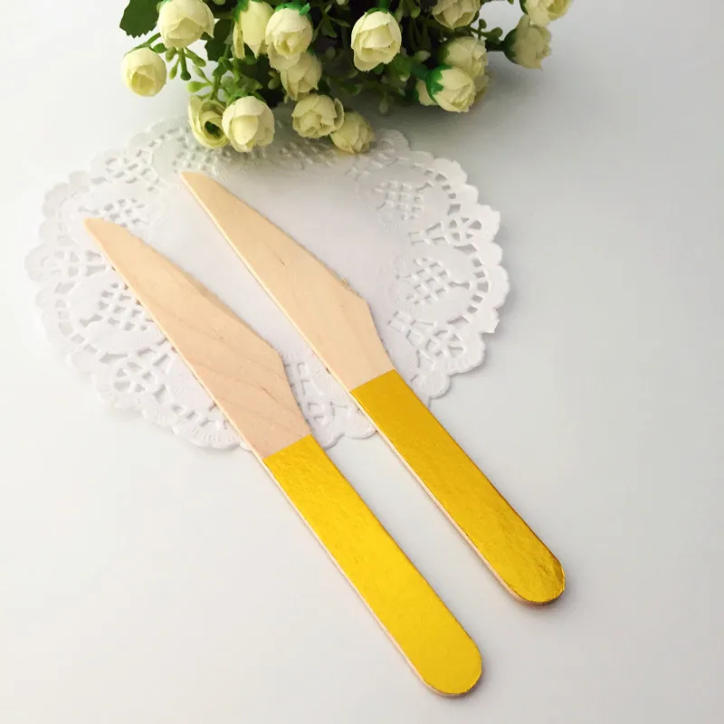 36 шт. металлические золотые одноразовые деревянные ложки вилка нож одноцветные