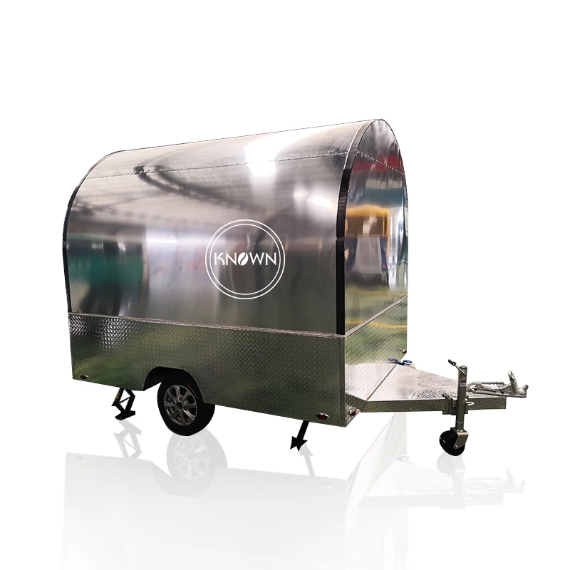 

220cm Pure stainless steel street mobile food trailer cart with trailer can be customized for sale