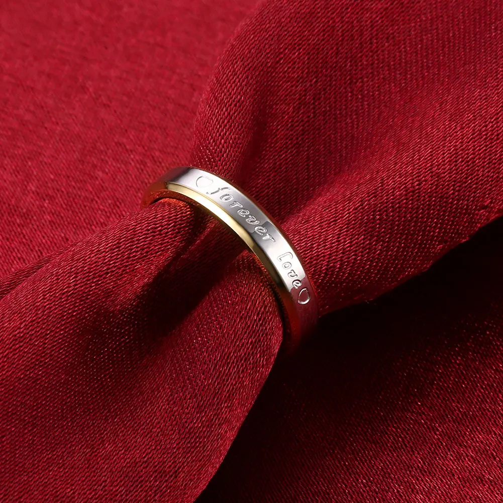 2017 любовь навсегда Сталь золото Цвет пара кольцо мода двойной круглый Для женщин