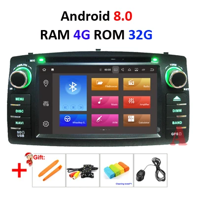 4G 32G DSP 4G+ 64G 8 core 2 Din android 9,0 автомобильный DVD плеер gps навигация авто для защитные чехлы для сидений, сшитые специально для Toyota Corolla E120 автомобиль радио мультимедиа головы ООН - Цвет: 4G 32G