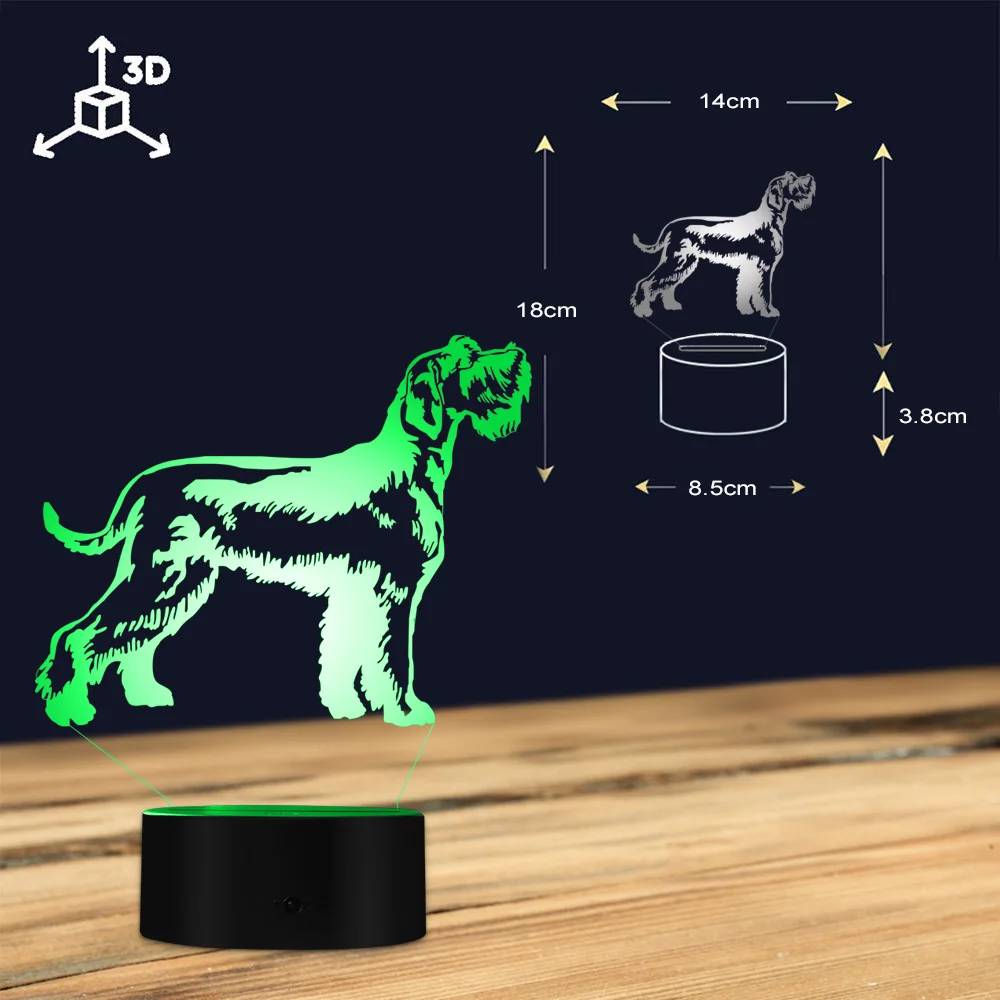 На заказ Schnauzer собака стоящая портретная светящаяся светодиодный светильник