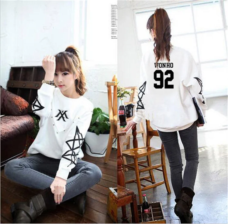 MONSTA X kpop Одежда Корейская версия толстовки осень k pop для мужчин и женщин с длинным
