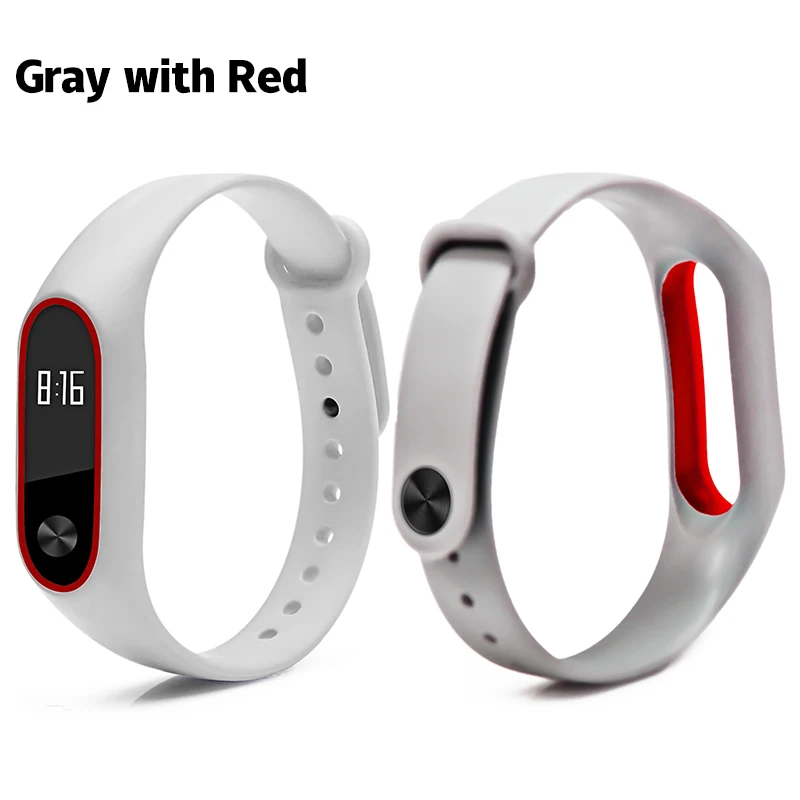 Gray with red BOORUI mi band 2 ремешок двойной цвет mi Группа 2 аксессуары pulseira mi Группа 2 ремешок замена силиконовый браслет для xiaomi mi2 умный Браслет - Цвет: Gray with red
