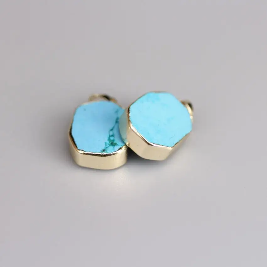 5 шт./лот подвески с золотыми краями сырой Бирюзой свободной формы натуральным