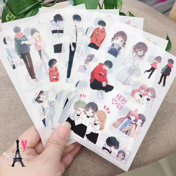6 листов/уп Творческий аниме серии украшения Скрапбукинг наклейки прозрачный ПВХ