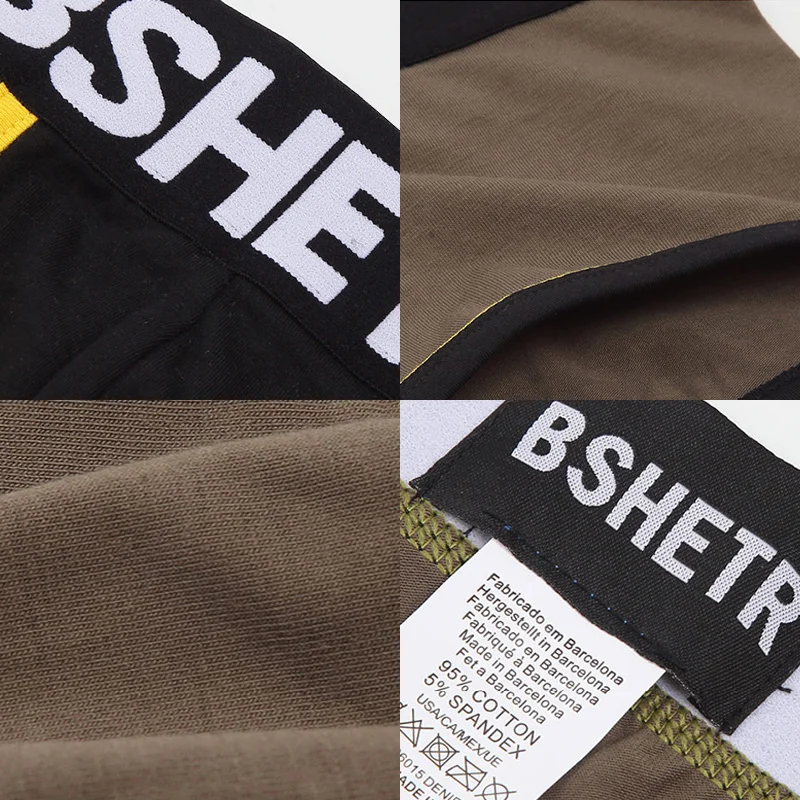 BSHETR 3 шт./лот трусы мужское нижнее белье боксеры однотонное хлопок Cueca мужские