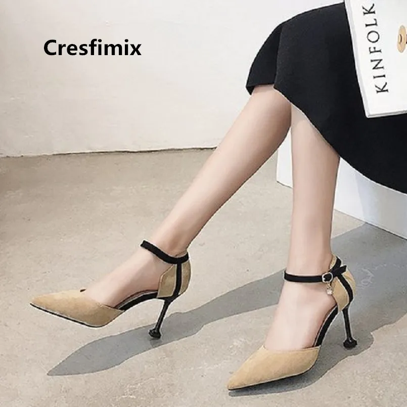 Туфли Cresfimix женские на высоком каблуке классические удобные бежевые черные B3707