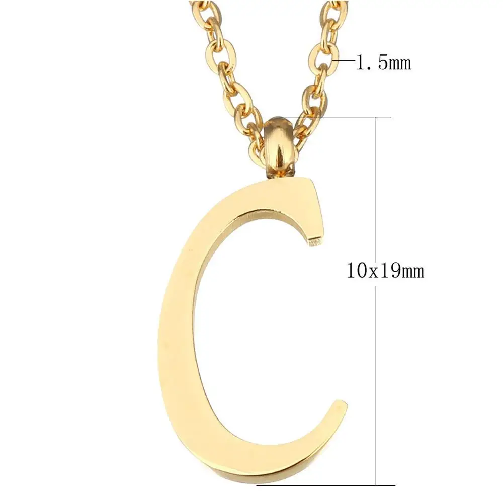 c 10x19mm YYW, женское и мужское золотистое ювелирное изделие из нержавеющей стали, ожерелье с подвеской, танцевальная буква от А до Я, алфавит, Висячие подвески, колье, цепочка, ожерелье - Окраска металла: c 10x19mm