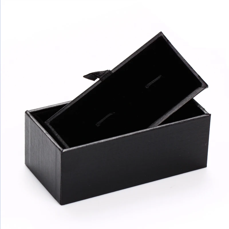 Новый дизайн черная кожаная коробка для запонок Подарочная ювелирных изделий |