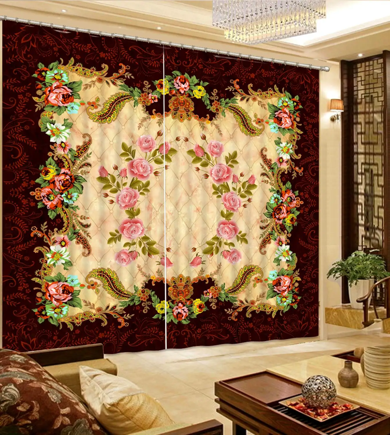 

custom Euporean pattern curtain living room bedroom home decoration panels photo curtains High grade