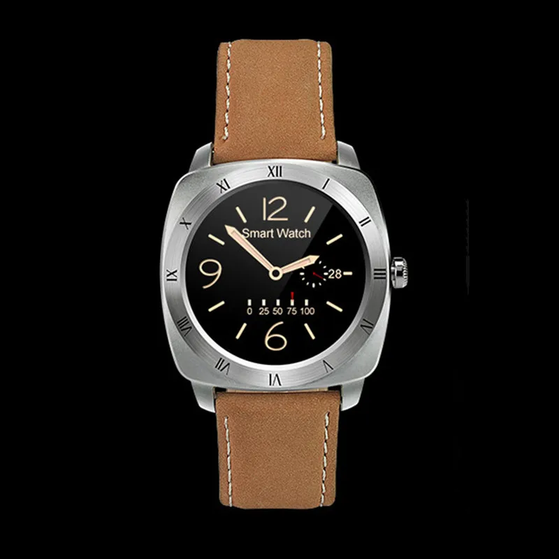 Bluetooth Смарт часы телефон с кожаным ремешком мужские умные Шагомер удаленной
