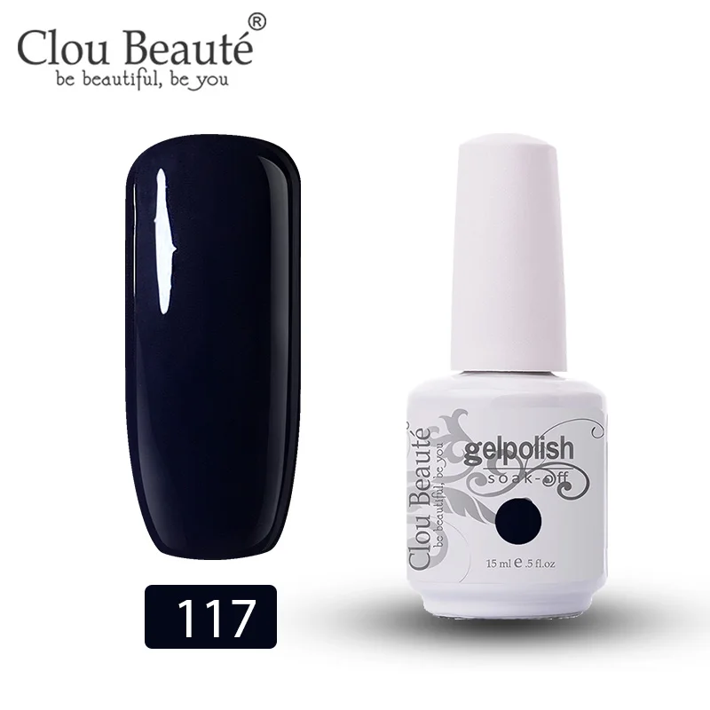 117 Clou Beaute Гель-лак для ногтей 15 мл, грунтовка для ногтей, гель-основа и верхнее покрытие, УФ светодиодный Полупостоянный лак, Гель-лак, замочить от белого - Цвет: 117