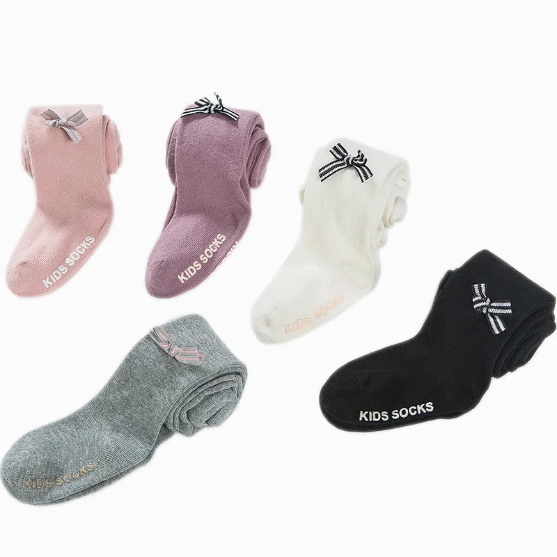 Весна 2019 новые детские колготки с открытым шаговым швом и бантом вязаные носки