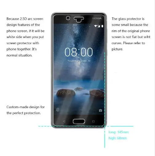 2.5D 0 26 мм 9 H Премиум Закаленное стекло для Nokia 8 протектор экрана упрочненная