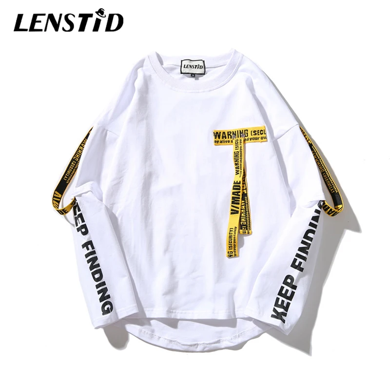 LENSTID Новинка 2019 года евро-Америка High Street сбоку ленты хип хоп толстовки уличная для