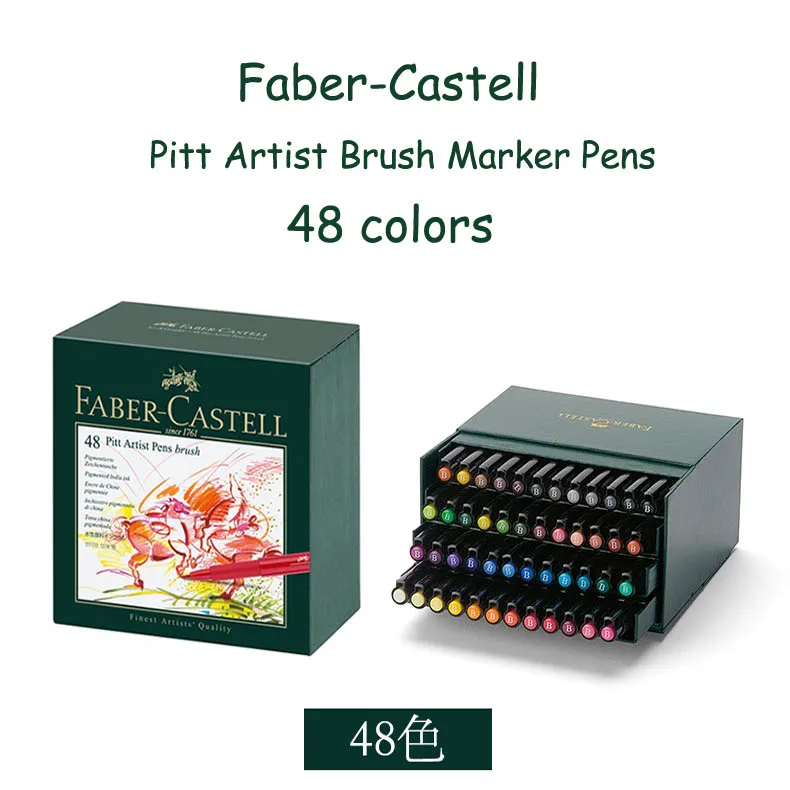 48 colors Faber Castell Pitt ручки художника кисть B студия коробка 12 24 48 60 на акварельной основе мягкие маркеры каллиграфии - Цвет: 48 colors