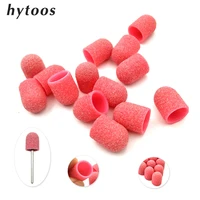 20pcs 1015mm plastic base pink sanding caps with rubber grip pedicure polishing sand block drill accessories foot cuticle tool