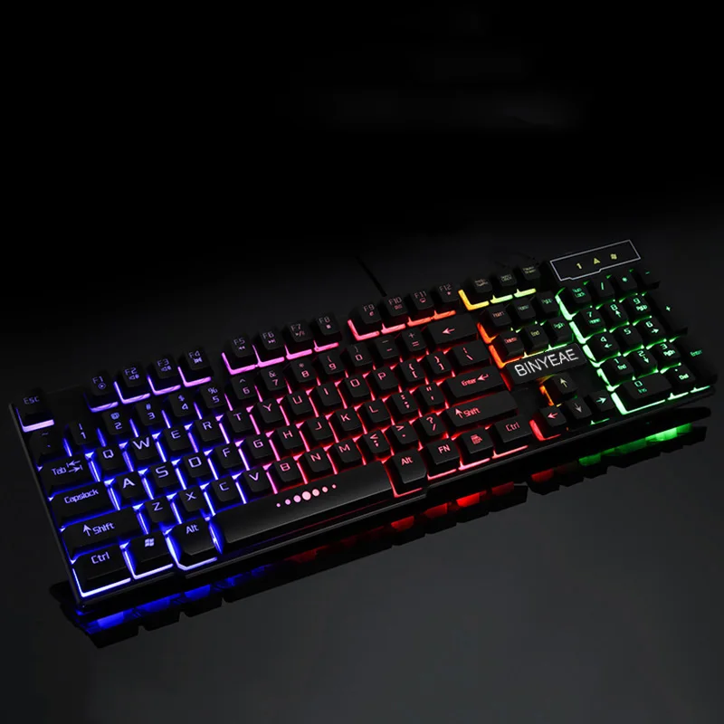 Горячая Распродажа английская игровая клавиатура с подсветкой Проводная Teclado Gamer плавающая светодиодная подсветка USB аналогичная Механическая на ощупь - Цвет: Black