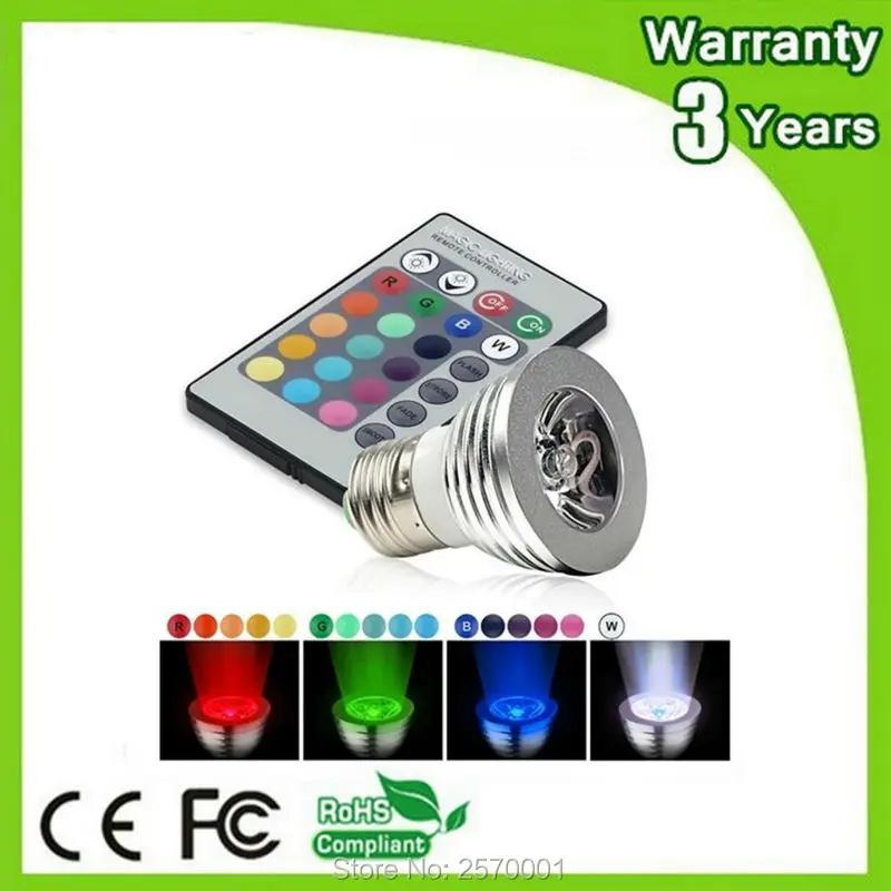 Чип Epistar (50 шт./лот) 3 года гарантии RGB Светодиодная лампа Вт 5 с дистанционным