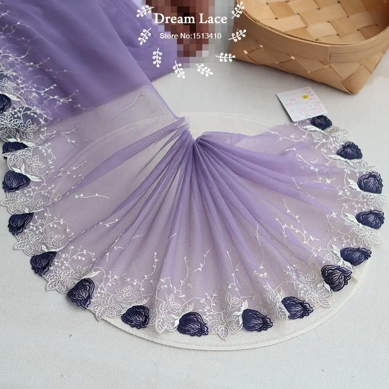 

2yards/Lot 25cm Wide Embroidered Tulle Lace Trim Mesh Lace Ribbon~French Lace Fabric~Lovely~