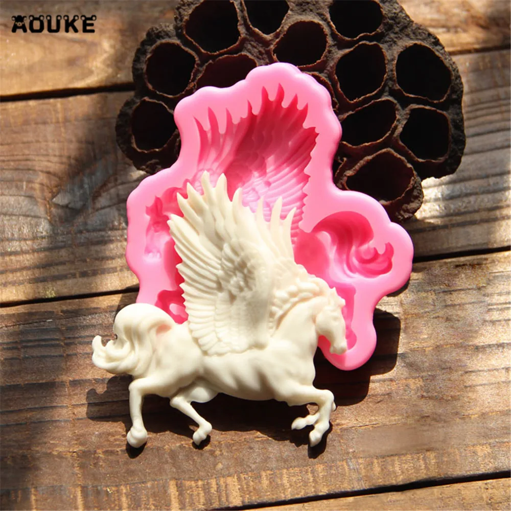 

Pegasus hsore Fondant Cake Silicone Mold Chocolate Pastry Mould Ice Cube Bsjuits Soap Molds Cake Decoration DIY Baking Tools