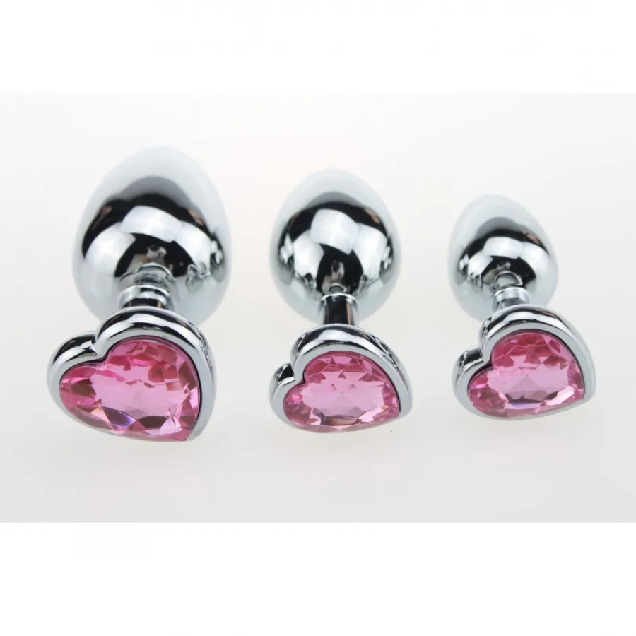 3pcs/lot Heart Base Button Sliver Stainless Steel Butt Plug Metal Anal Set Sex Products Erotic Big Toys | Красота и здоровье