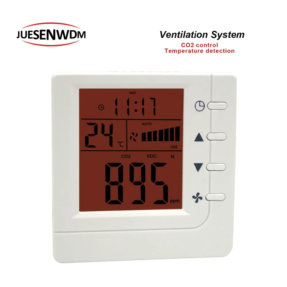 RS485 air quality monitoring instruments CO2 air controller adjustment ppm value for Three-speed ventilator