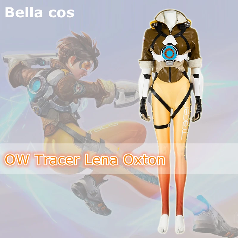Подгоняемый Размер tracow Tracer Lena Oxton Косплей костюмы боди комбинезон костюм Солдат 76