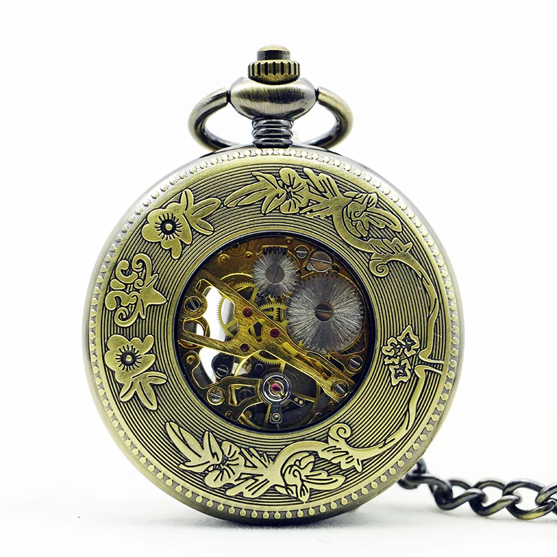 Antique Exquisite Pet Fish Hollow Relief Mechanical Pocket Watch Vintage Gentleman Style Accessories Pendant Necklace Clock