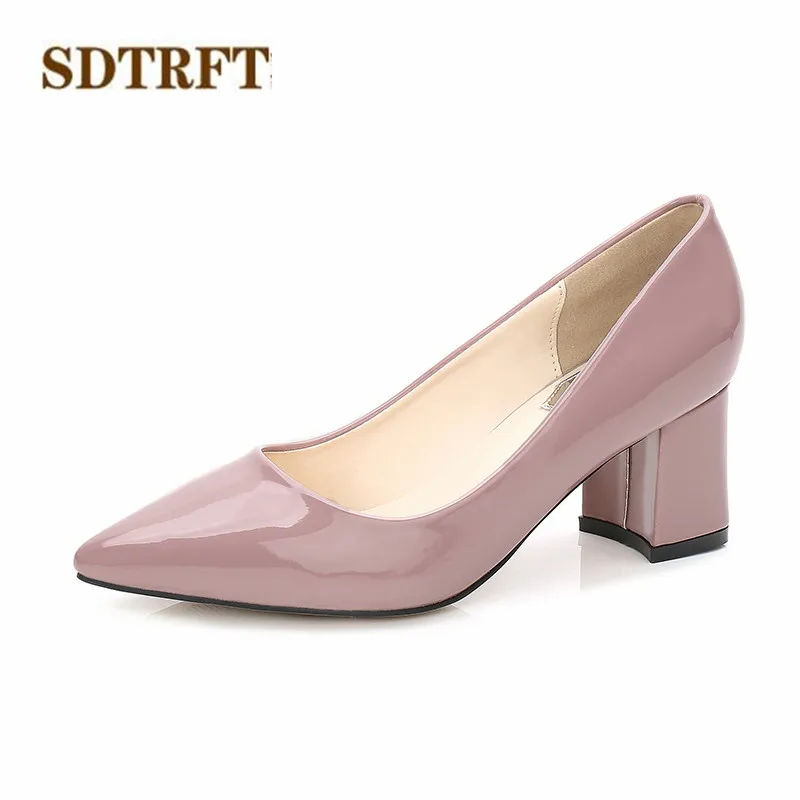 SDTRFT/Большие размеры: 44 45 46 zapatos mujer туфли на шпильках 6 см высокий толстый каблук