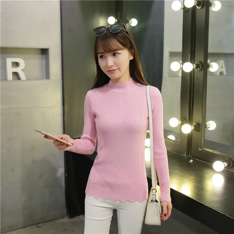 OHCLOTHING, новинка, Модный женский весенне-осенний пуловер, свитер, женский свитер с длинным рукавом, водолазка, тонкая Базовая рубашка Топ