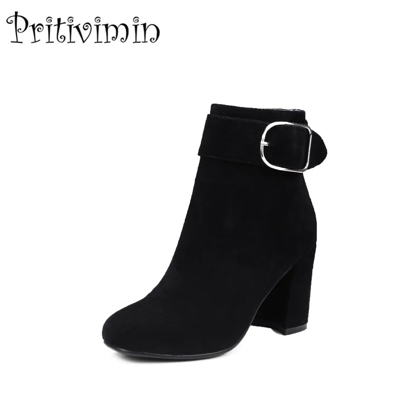Новинка 2018 женские высококачественные ботильоны из натуральной кожи с пряжкой