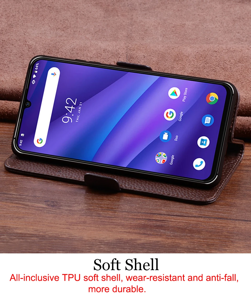 AIBOULLY Чехол-книжка из натуральной кожи для UMIDIGI A5 PRO 6,3 '', защитный чехол для телефона, кожаный бумажник, силиконовый чехол s