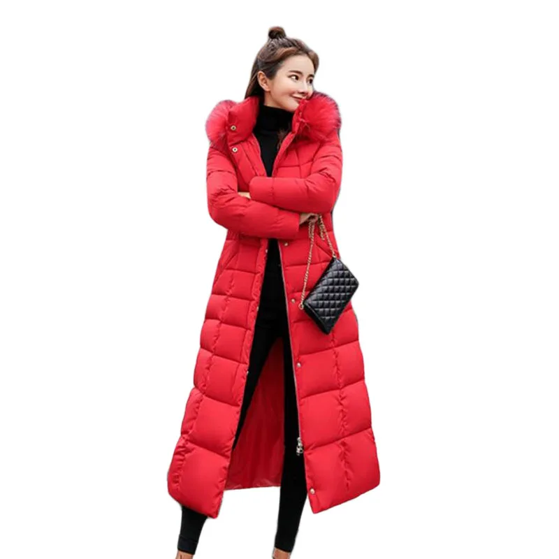 Coat Jacket long Fashion Winter Women Thick Down Parka female Slim Fur Collar Warm Cotton For Woman A050 | Женская одежда