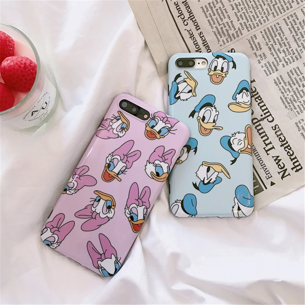 Cute Mickey Mouse Phone Case For iPhone 7 case Cartoon Donald Duck and Daisy Lovely Cover Plus Glossy Soft TPU |