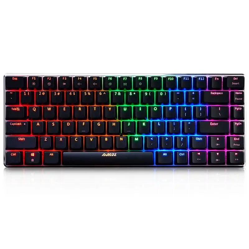 AJazz AK33 82 клавиши RGB с подсветкой Съемная USB Проводная Механическая игровая клавиатура черный переключатель Синий переключатель