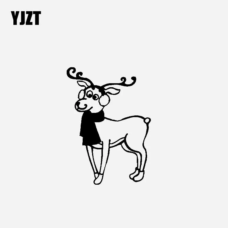 

YJZT 12.6CM*17.3CM Car Sticker Vinyl Decal Creative Elk Decoration For Christmas Black/Silver C23-0144