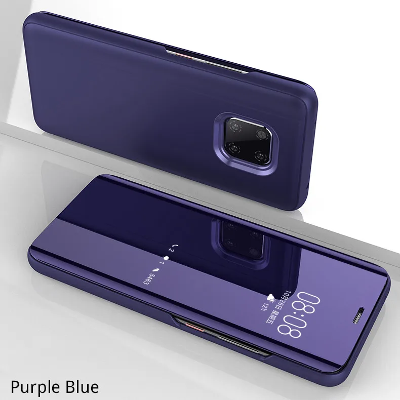 Purple and Blue Clear View зеркало флип чехол для huawei Коврики 20 10 9 8 Pro P30 P 30 20 10 9 8 Pro рlus Lite Nova 4 3 3e 3i смарт-чехол-подставка - Цвет: Purple and Blue