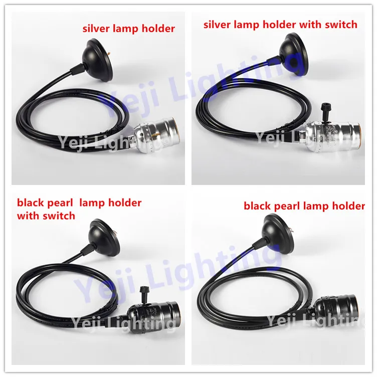 Подставка для лампы Эдисона с черным жемчугом и висячим проводом E27E26 ретро