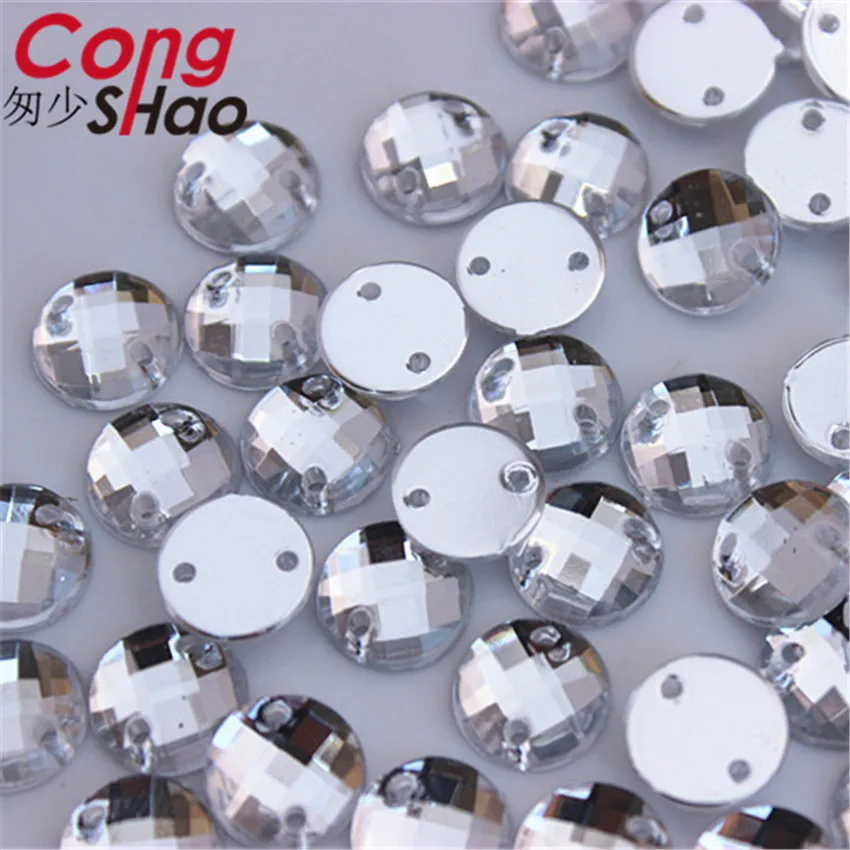 Cong Shao 300 шт 10 мм прозрачный акриловый круглый горный хрусталь отделка flatback Шитье 2