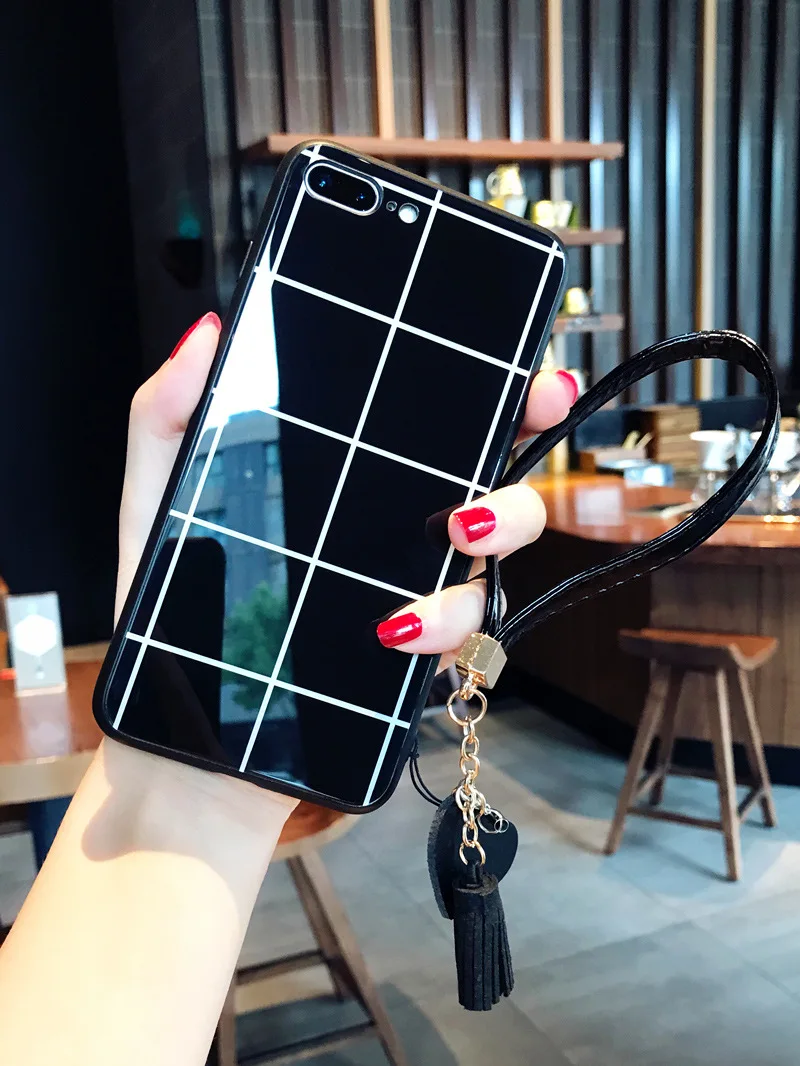 OTO-ALTER Новая мода стиль пледа закаленное стекло ТПУ чехол для iPhone X/XS/XR/XSMAX/6/6 s plus/6s/6s