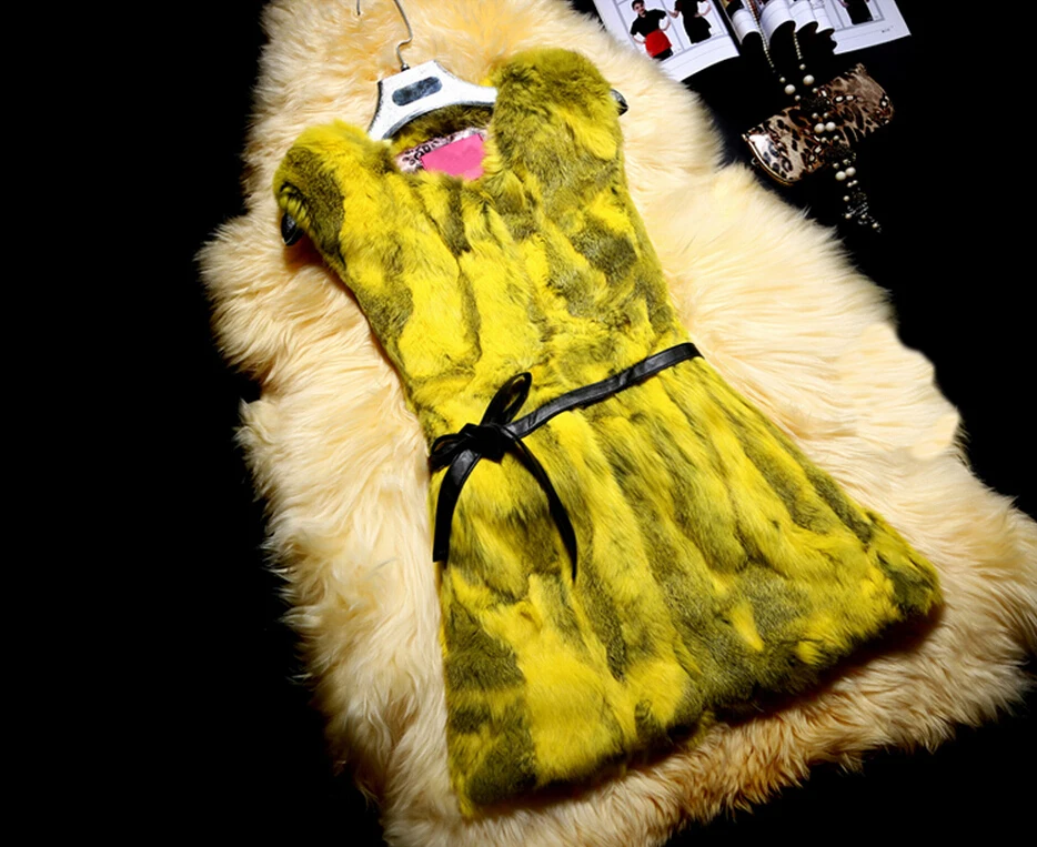 2019 Новая мода 100% настоящий жилет из кроличьего меха натурального для женщин